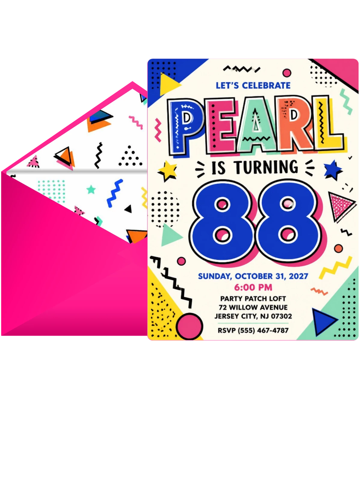 Memphis Pop 88th Birthday Invitation