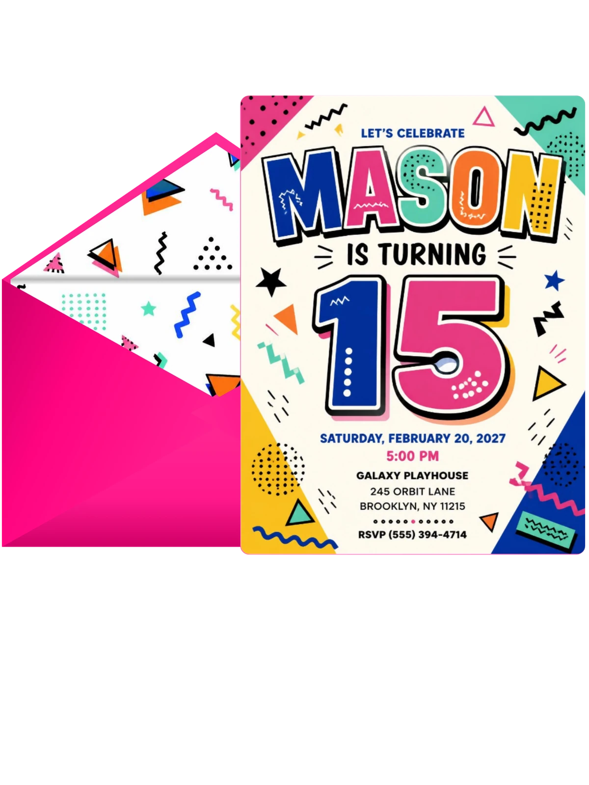 Memphis Pop 15th Birthday Invitation