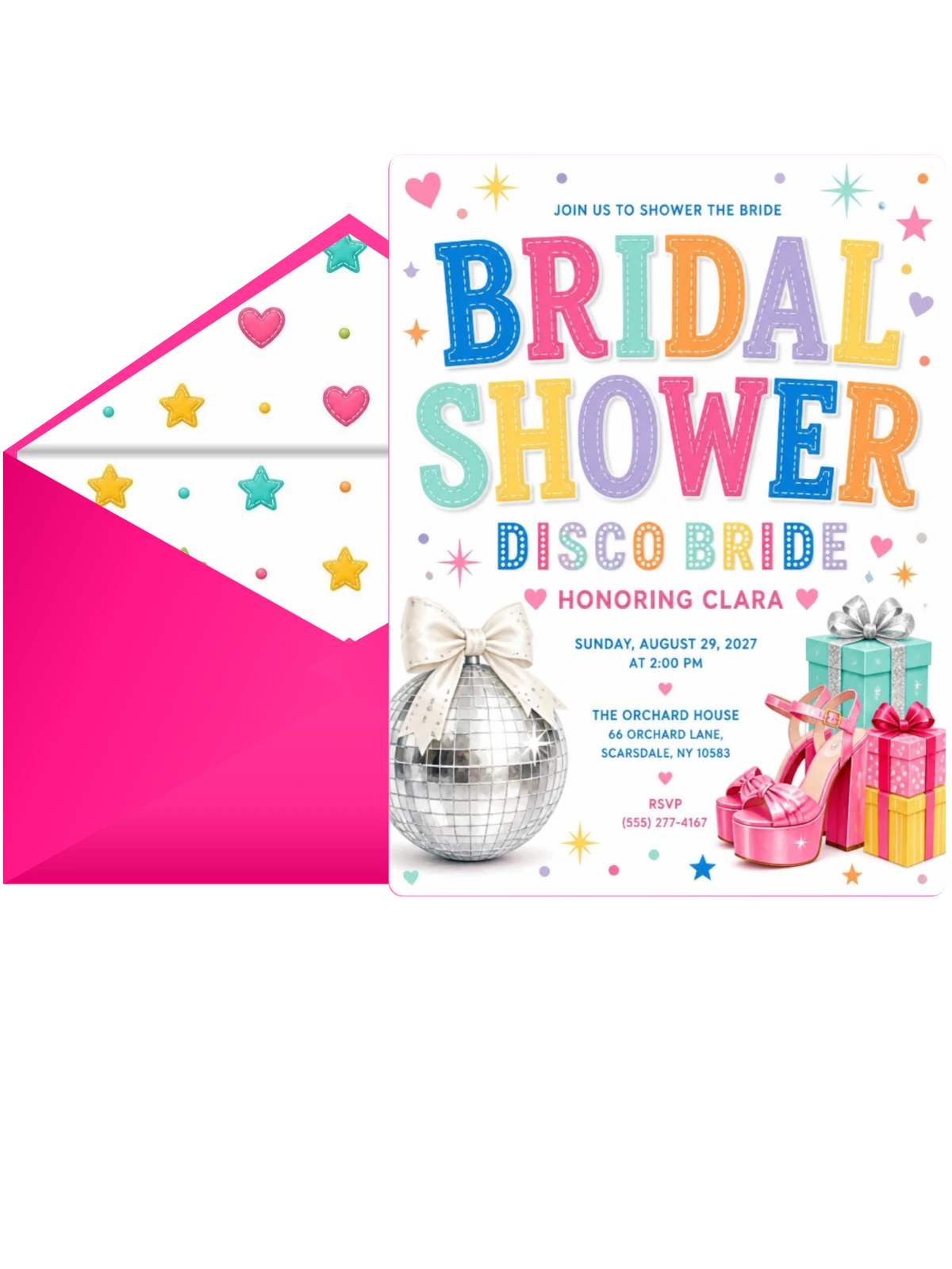 Silver Disco Bridal Shower Invitation