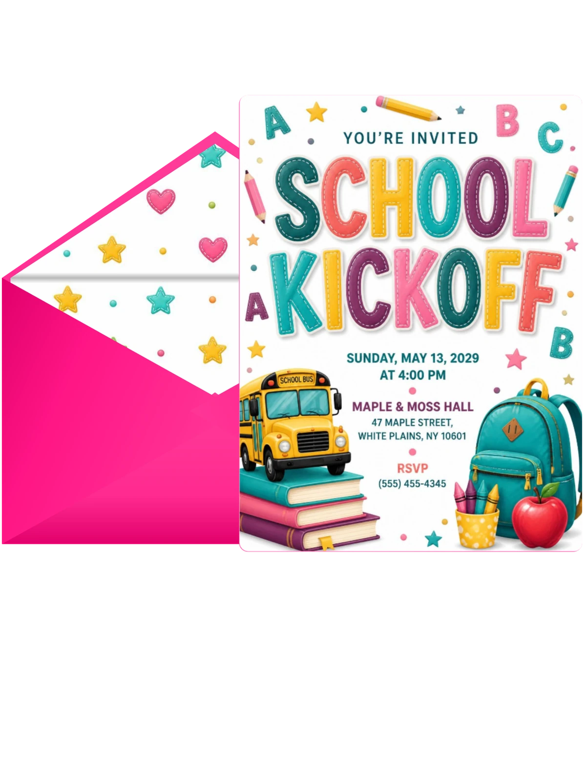 Yellow School Bus Kickoff Invitation