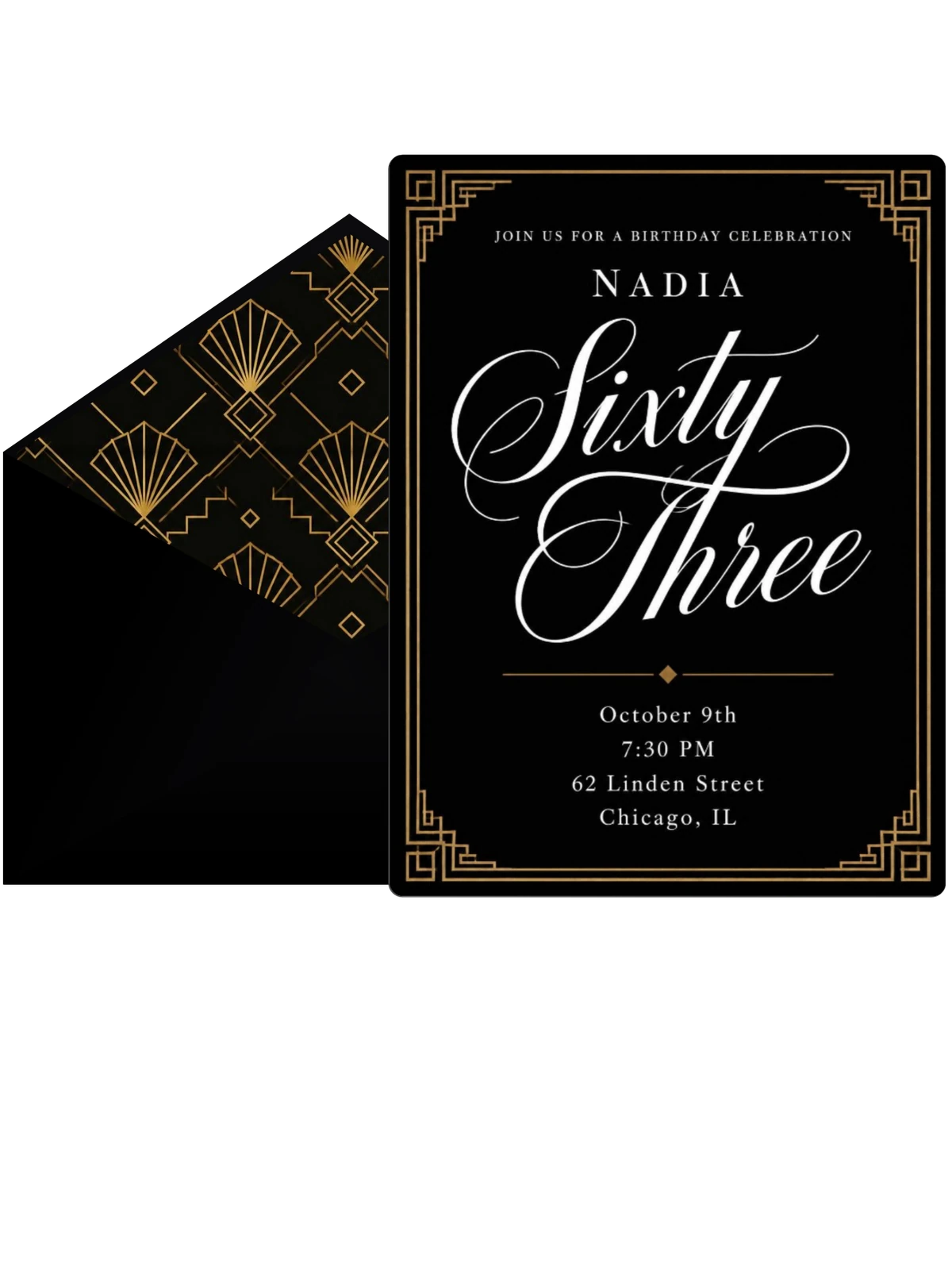 Art Deco 63rd Birthday Invitation