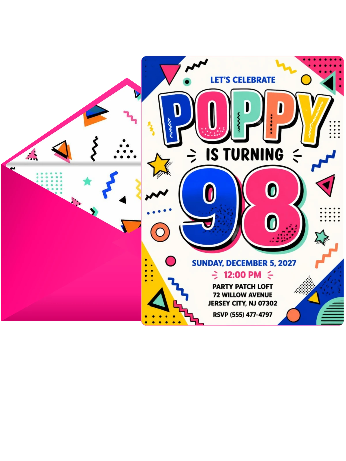 Memphis Pop 98th Birthday Invitation