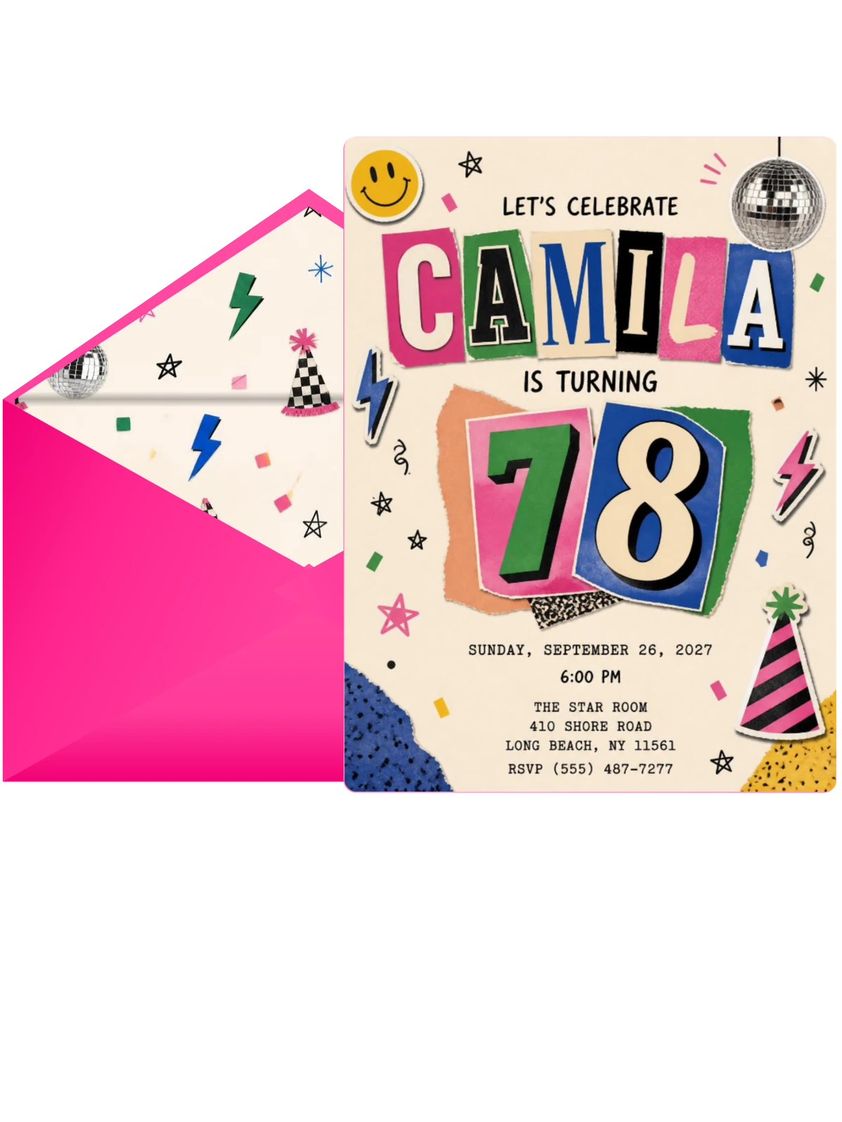 Retro Paper Collage 78th Birthday Invitation