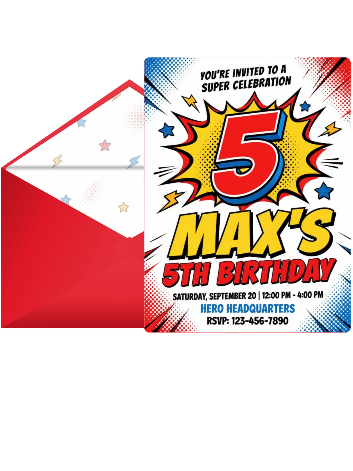 Primary Color Pop-Art 5th Birthday