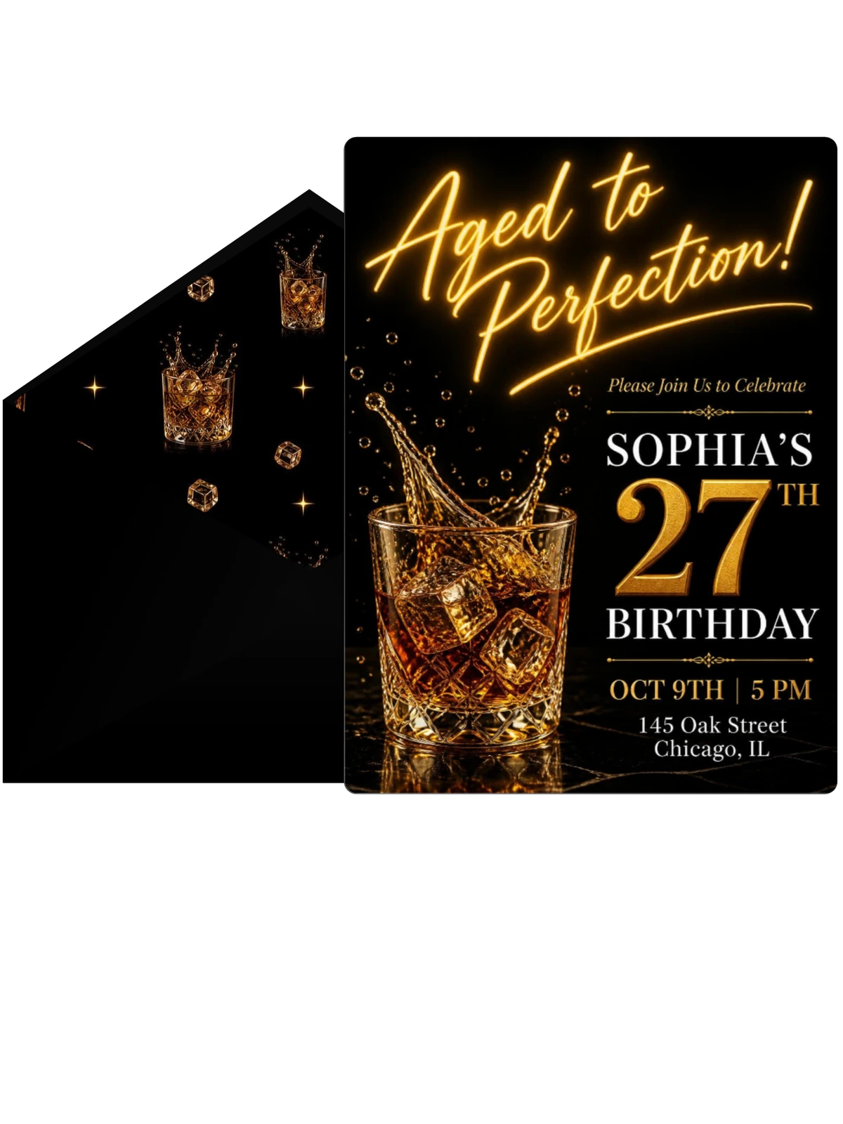 Neon Tube 27th Birthday Invitation