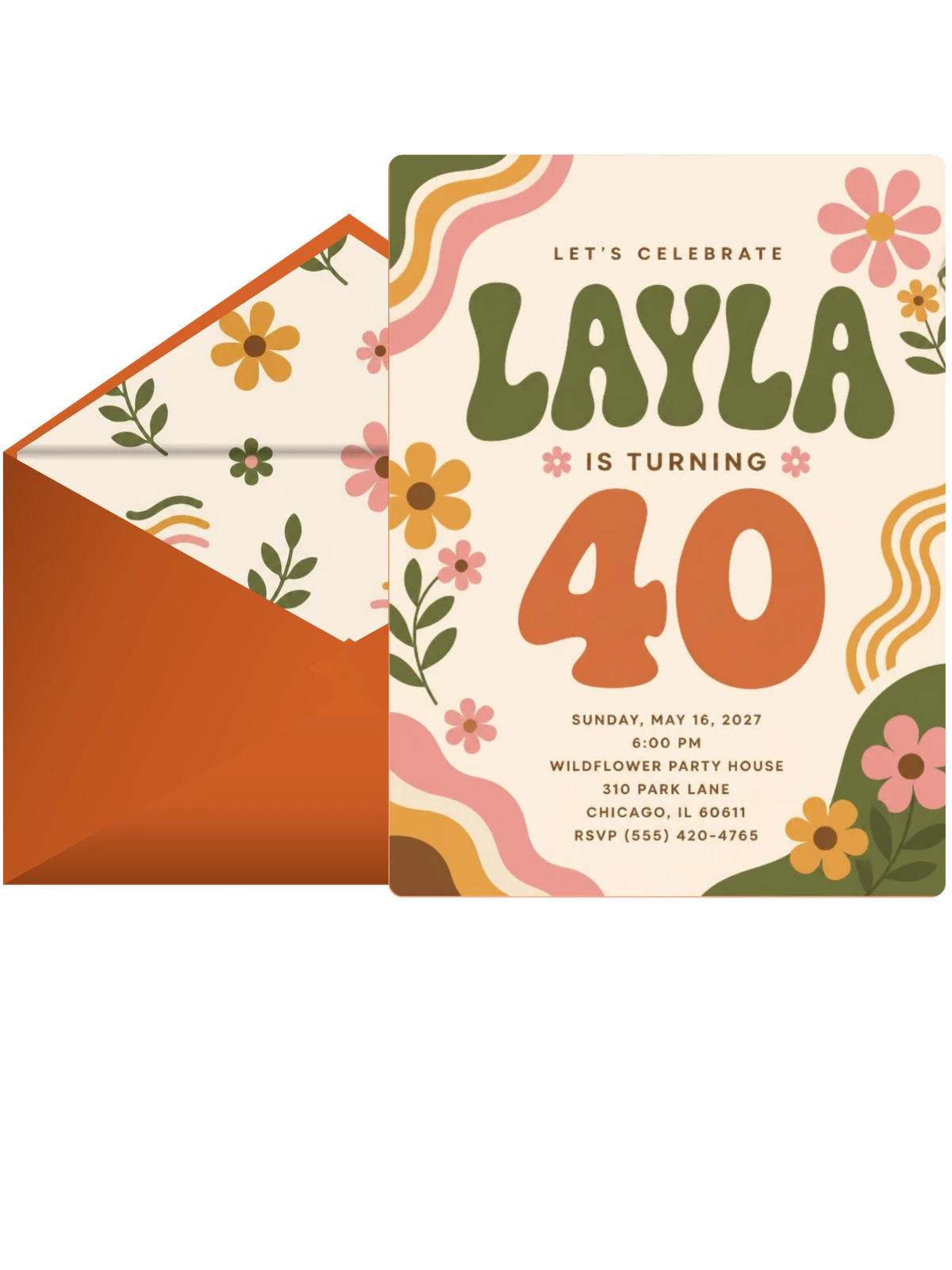 Groovy Retro 40th Birthday Invitation
