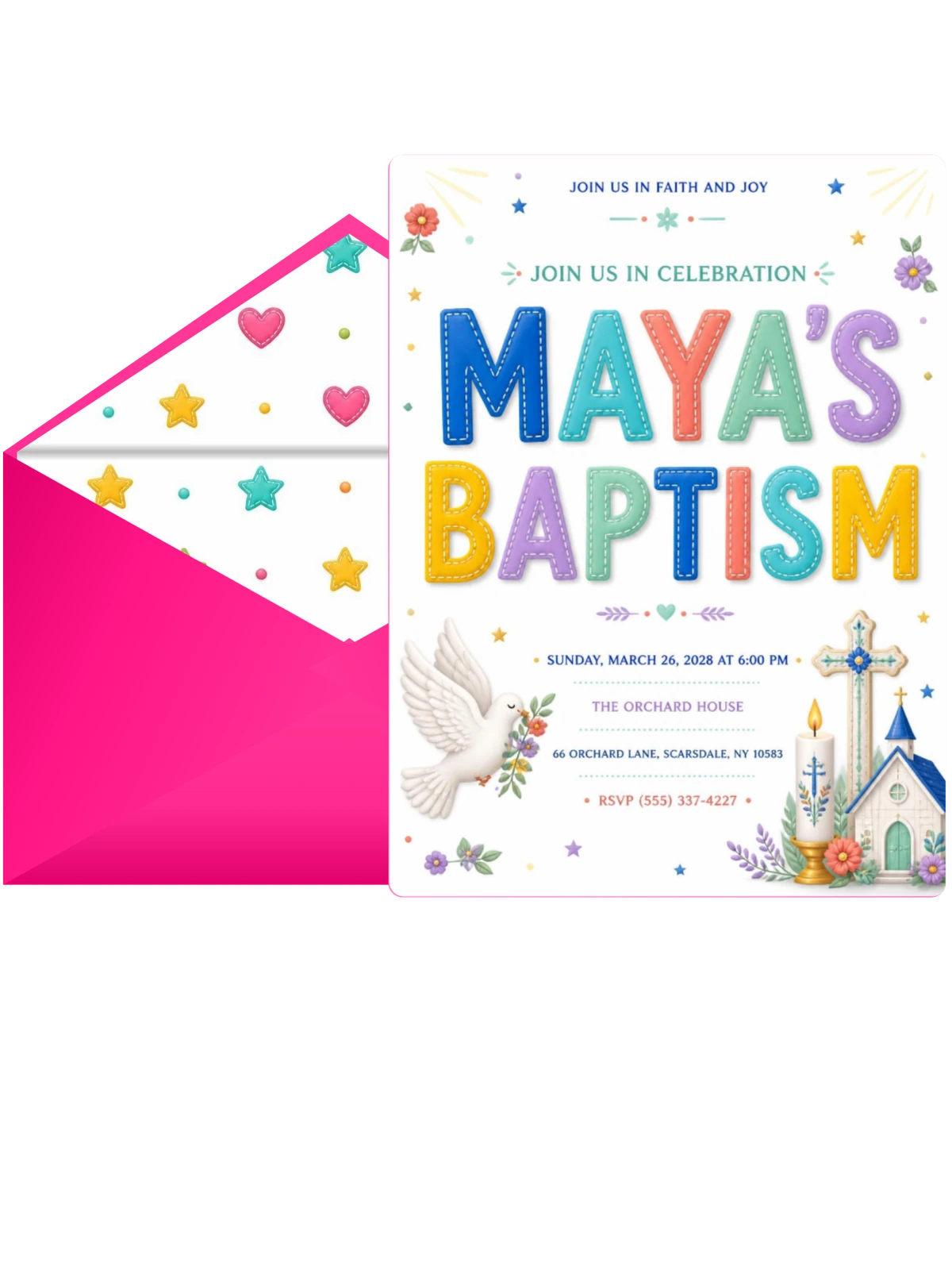 Flying Dove Baptism Invitation