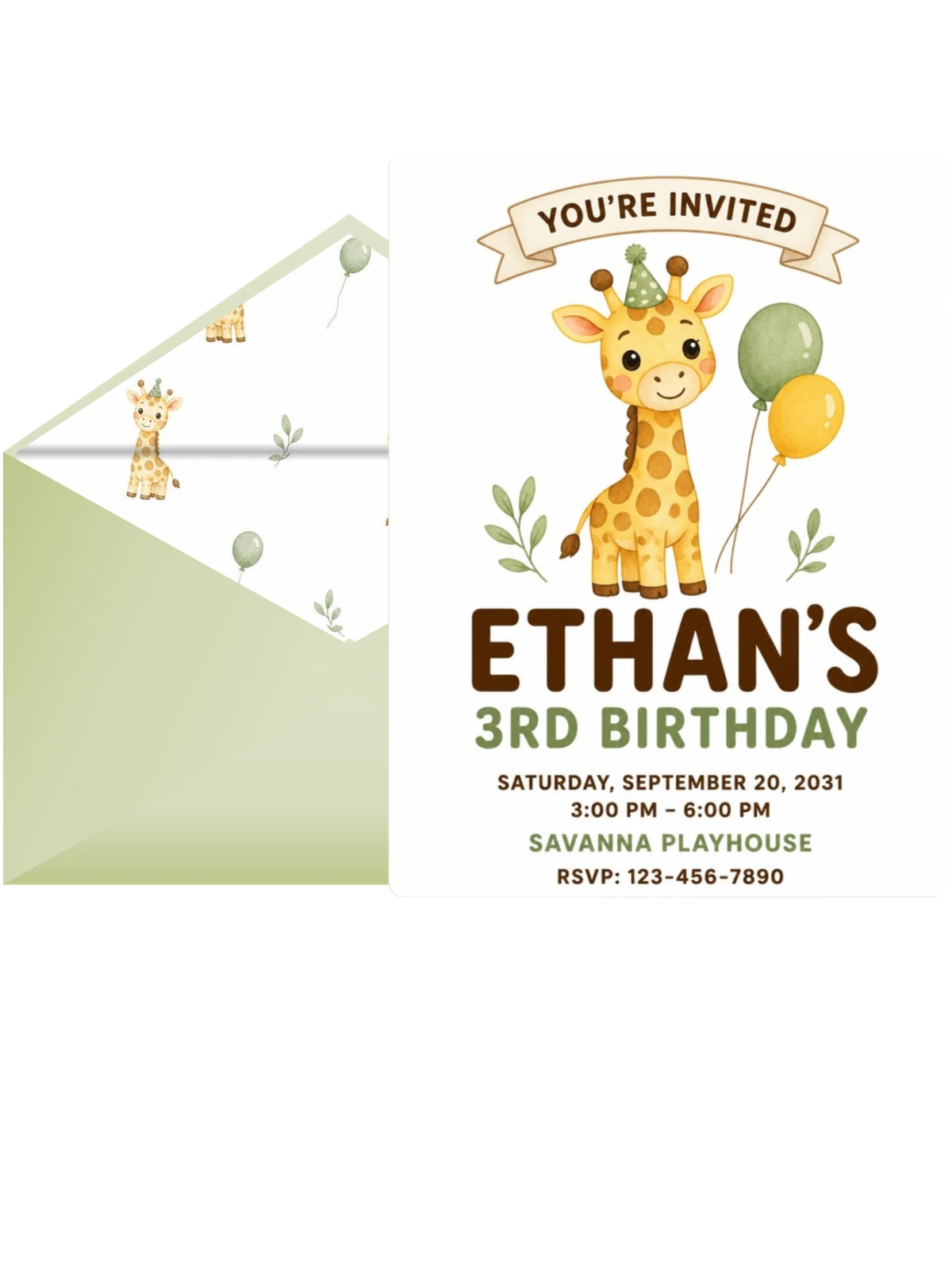 Safari Giraffe 3rd Birthday