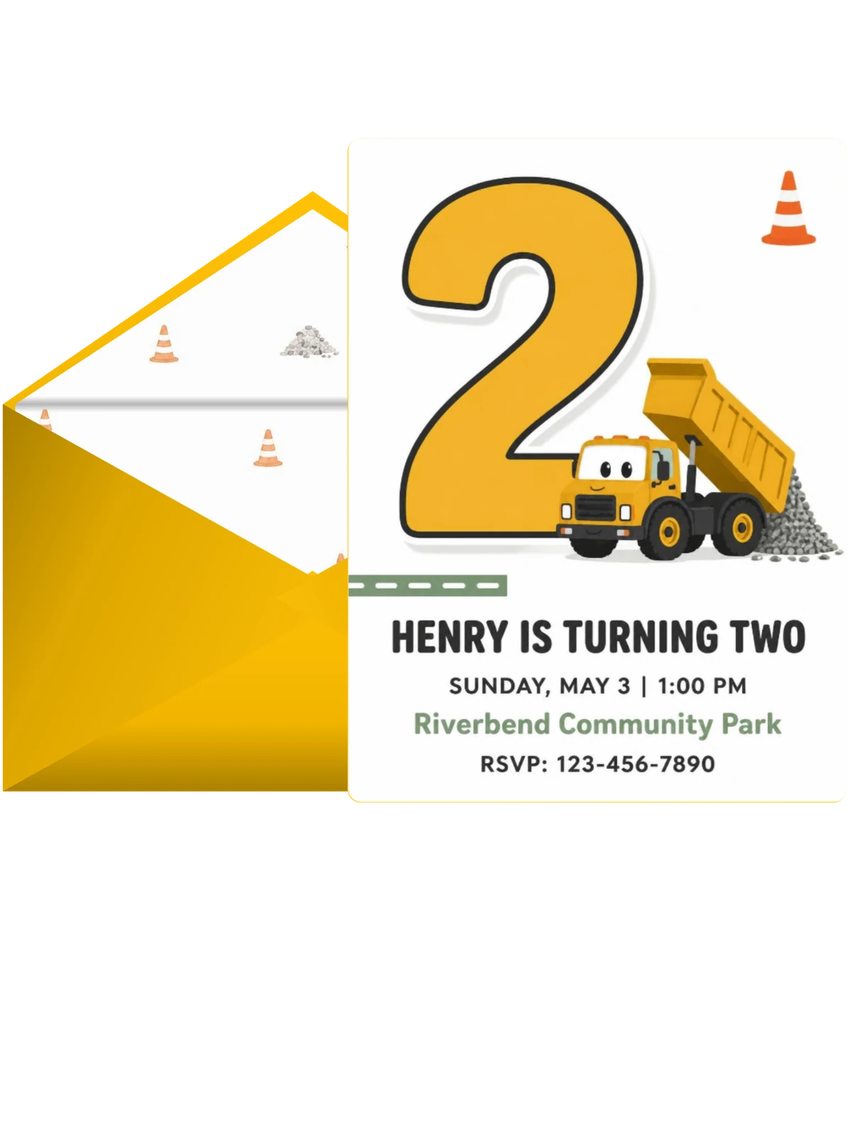 Cartoon Construction Truck 2nd Birthday