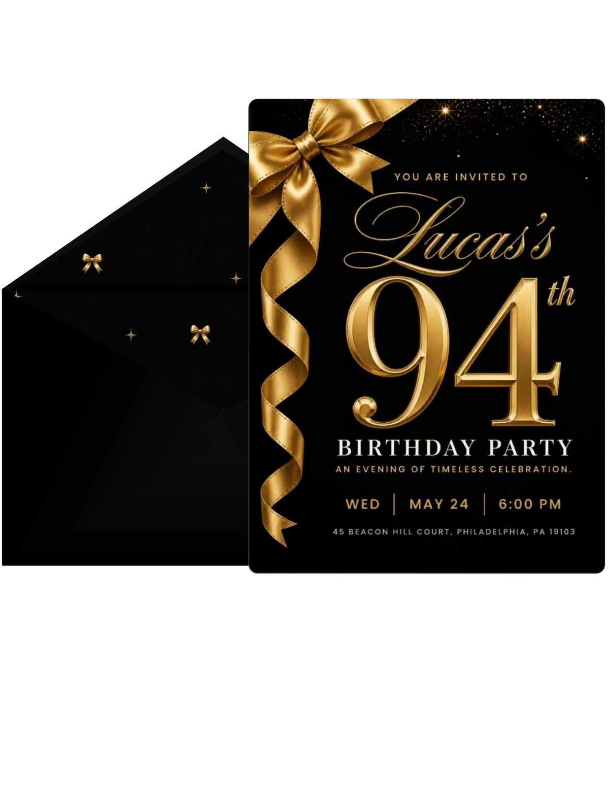Black and Gold Ribbon 94th Birthday