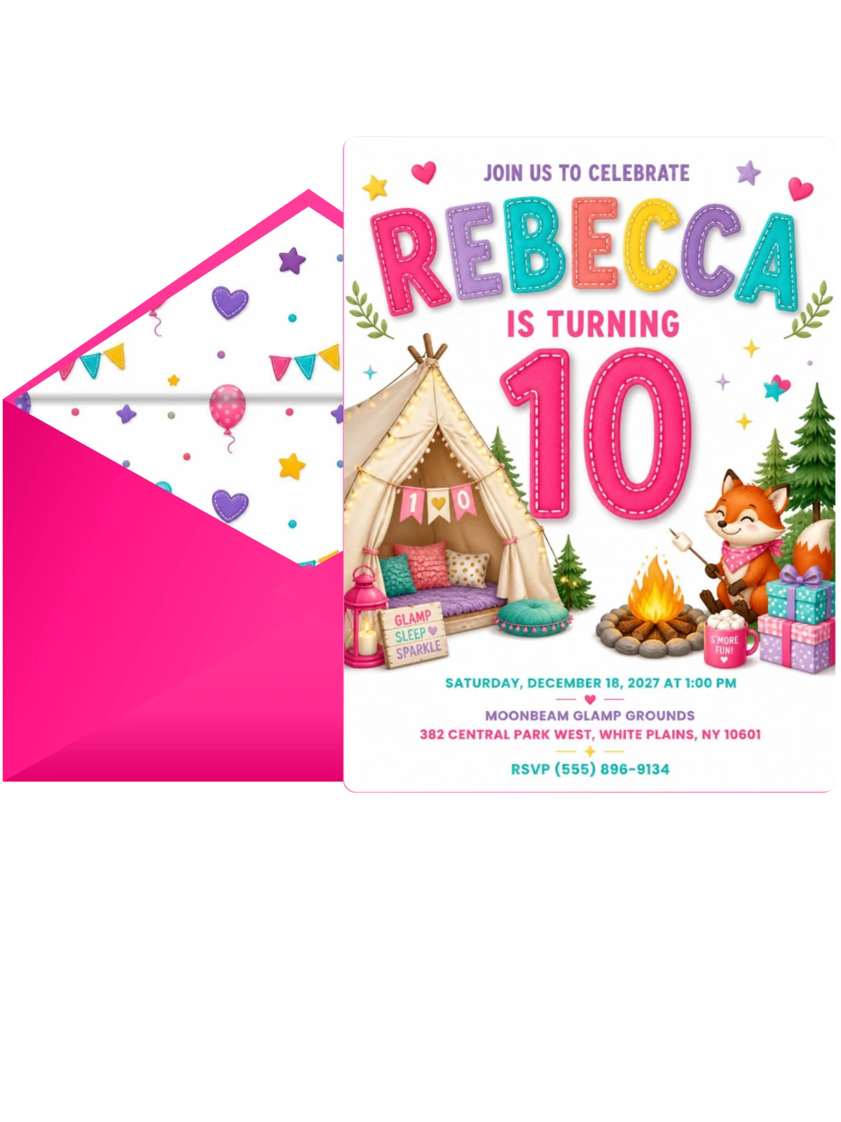 Roasting Marshmallow 10th Birthday Invitation