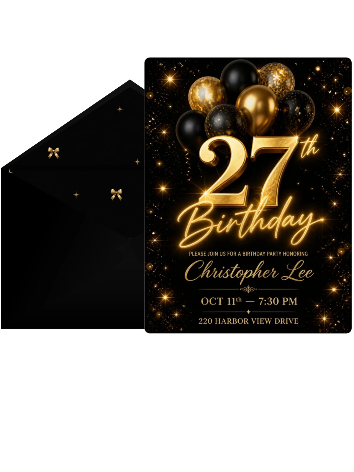 Black and Gold Balloon 27th Birthday