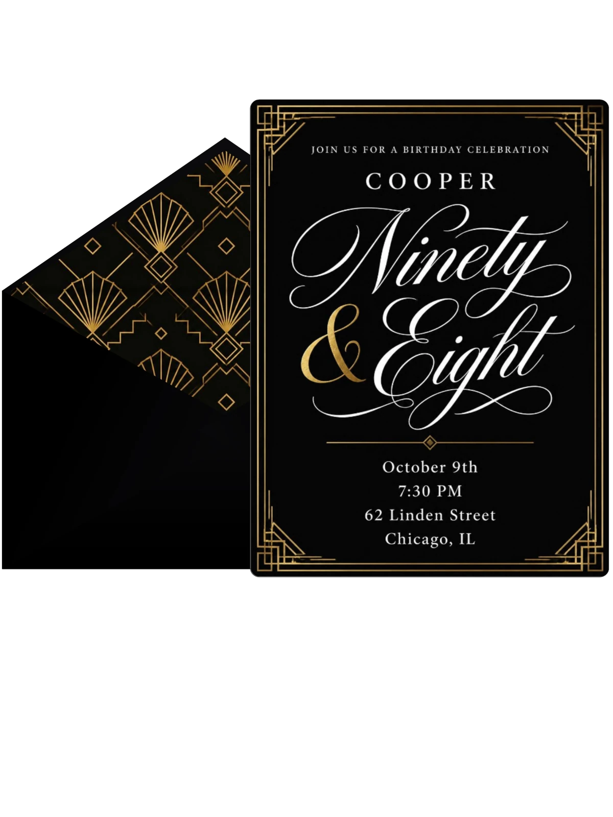 Art Deco 98th Birthday Invitation