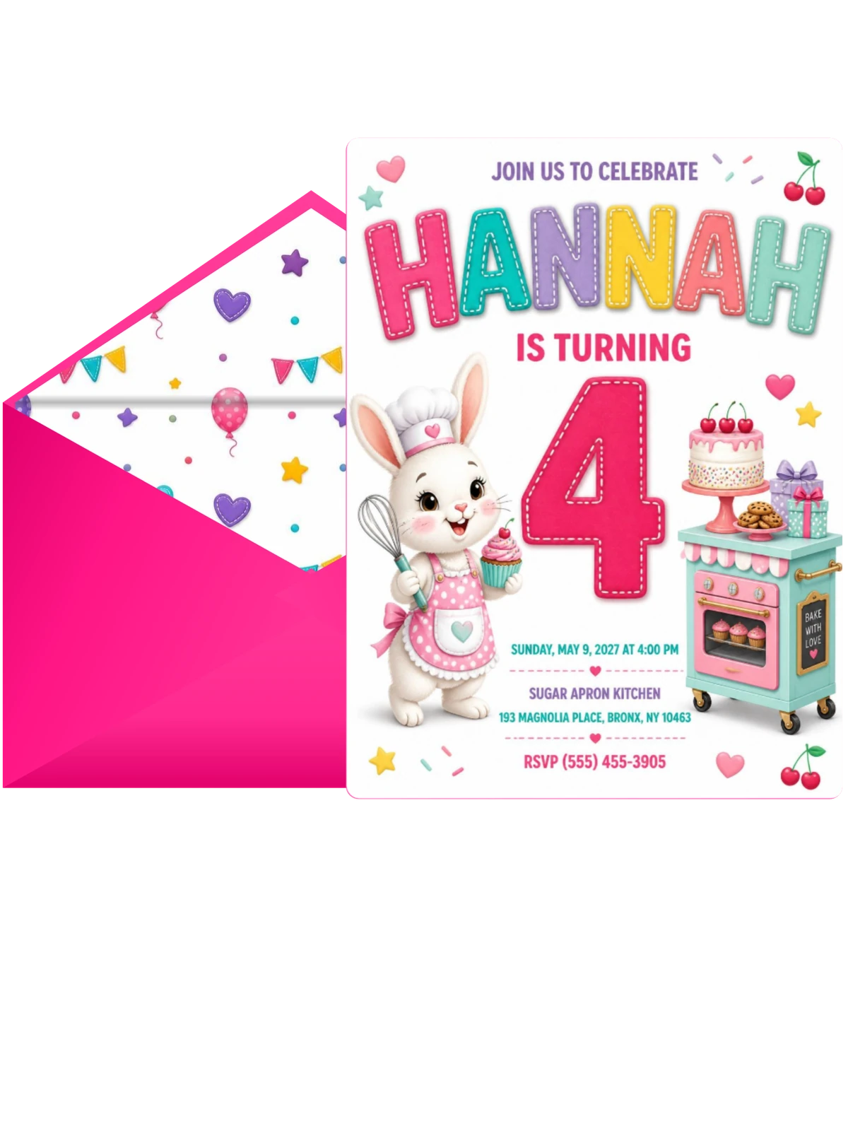 Play Oven Stitched 4th Birthday Invitation
