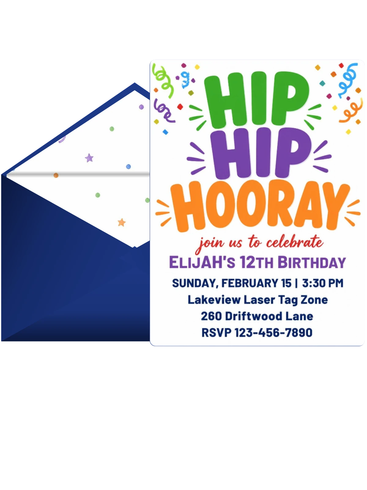 Colorful Streamer 12th Birthday Invitation