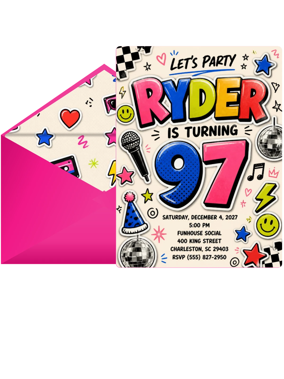 Sticker Pop 97th Birthday Invitation
