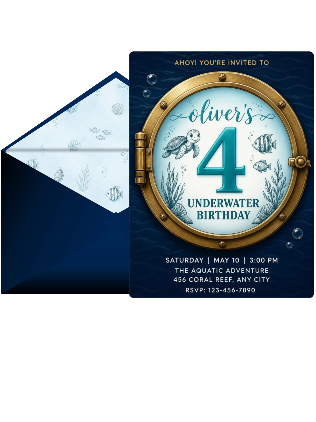 Brass Porthole Sea Life 4th Birthday