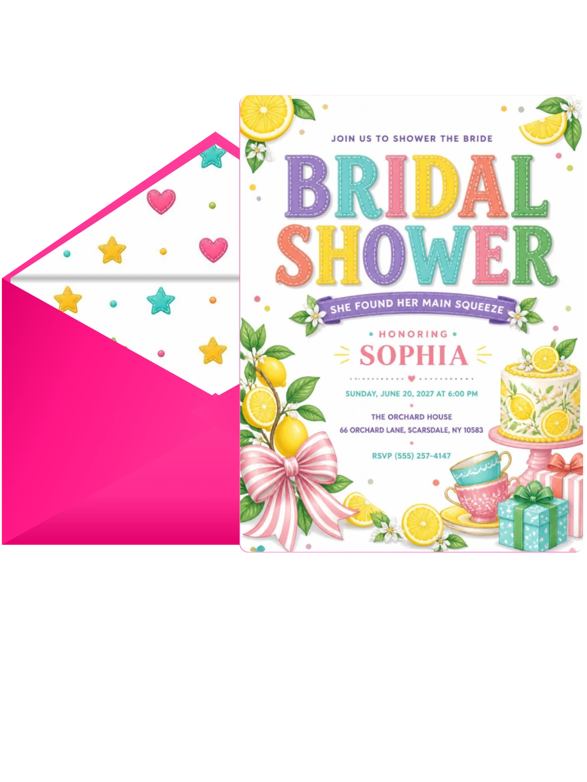 Lemon Blossom Bridal Shower Invitation