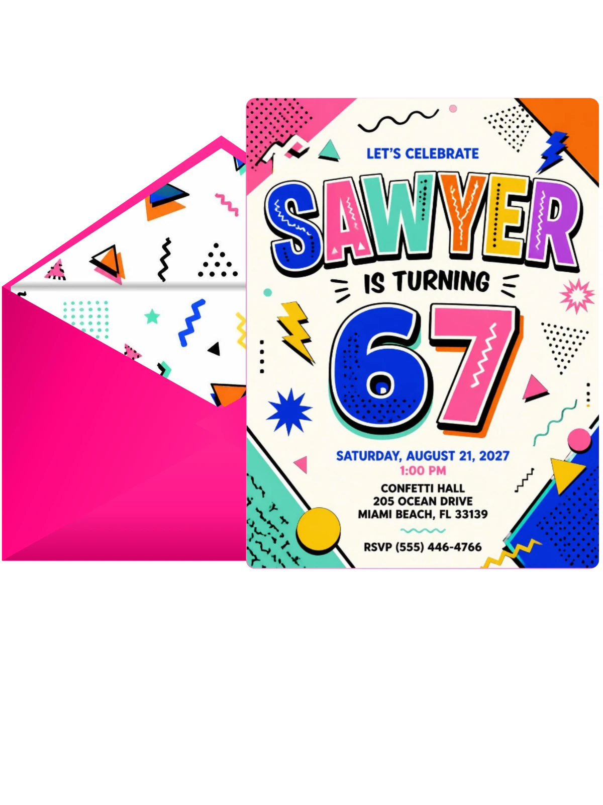 Memphis Pop 67th Birthday Invitation