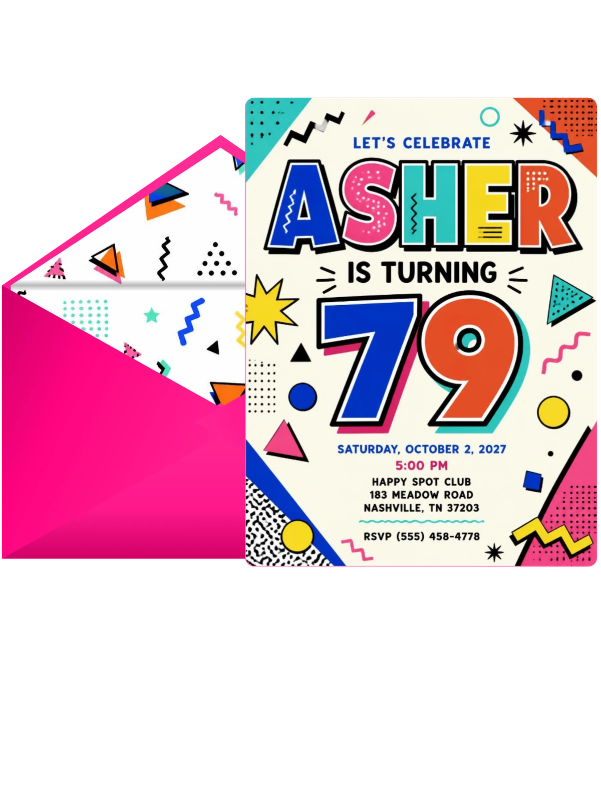 Memphis Pop 79th Birthday Invitation