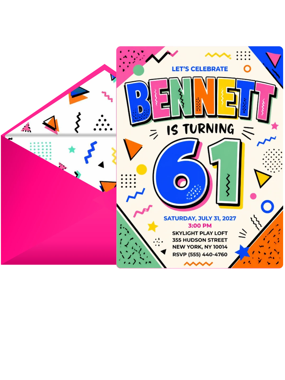 Memphis Pop 61st Birthday Invitation