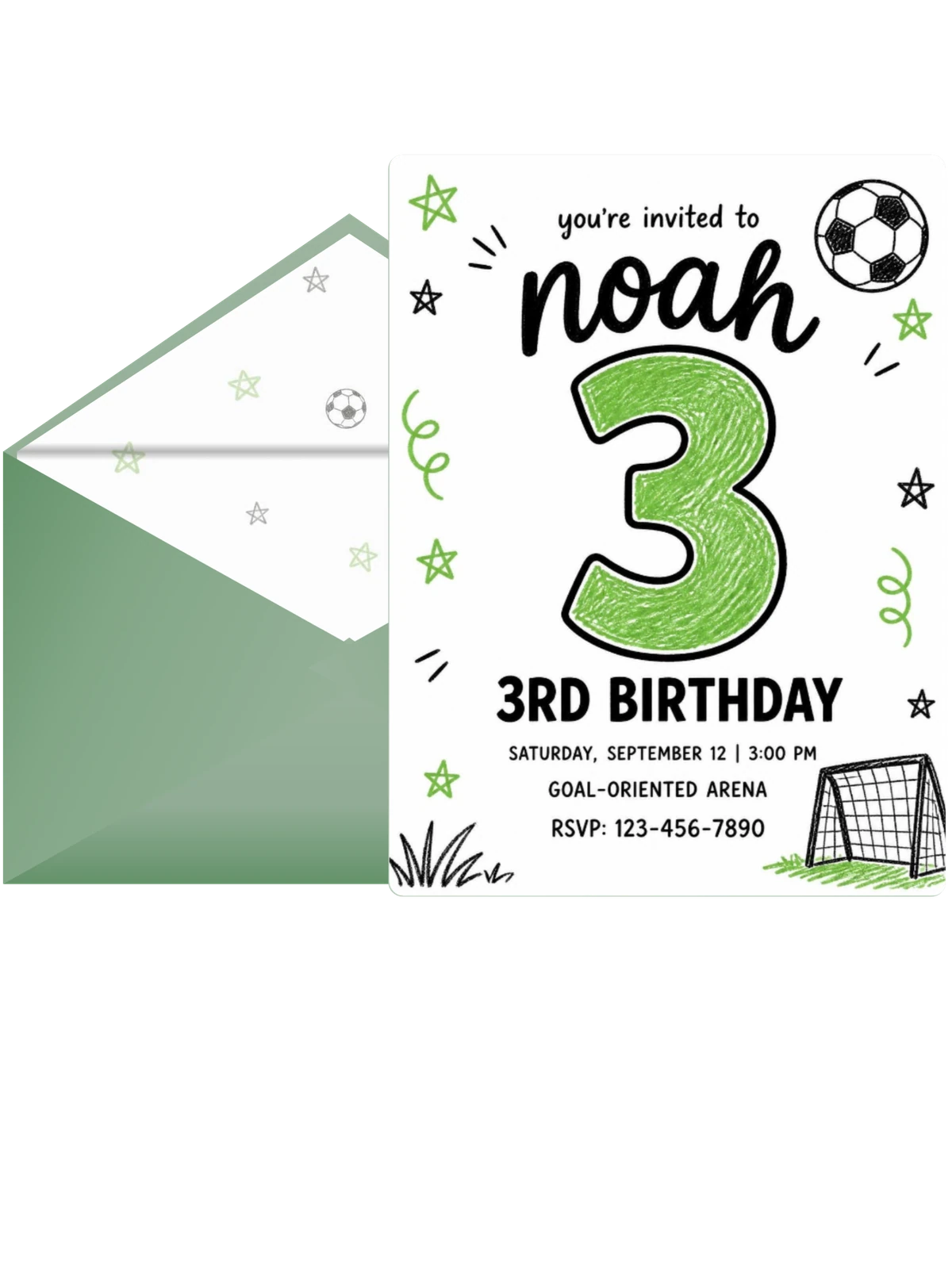 Crayon Soccer Ball 3rd Birthday Invitation