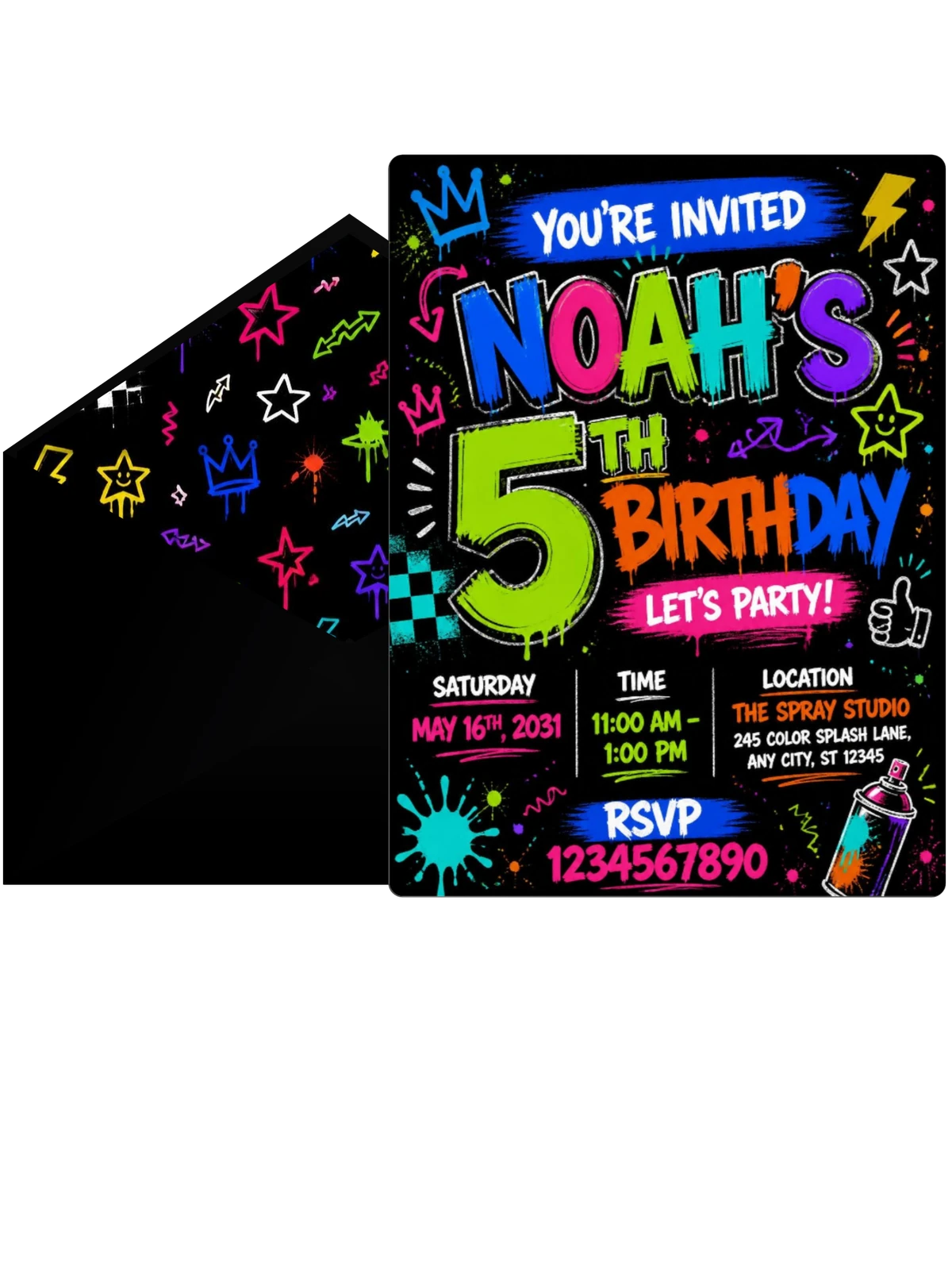 Graffiti Street Art 5th Birthday Invitation