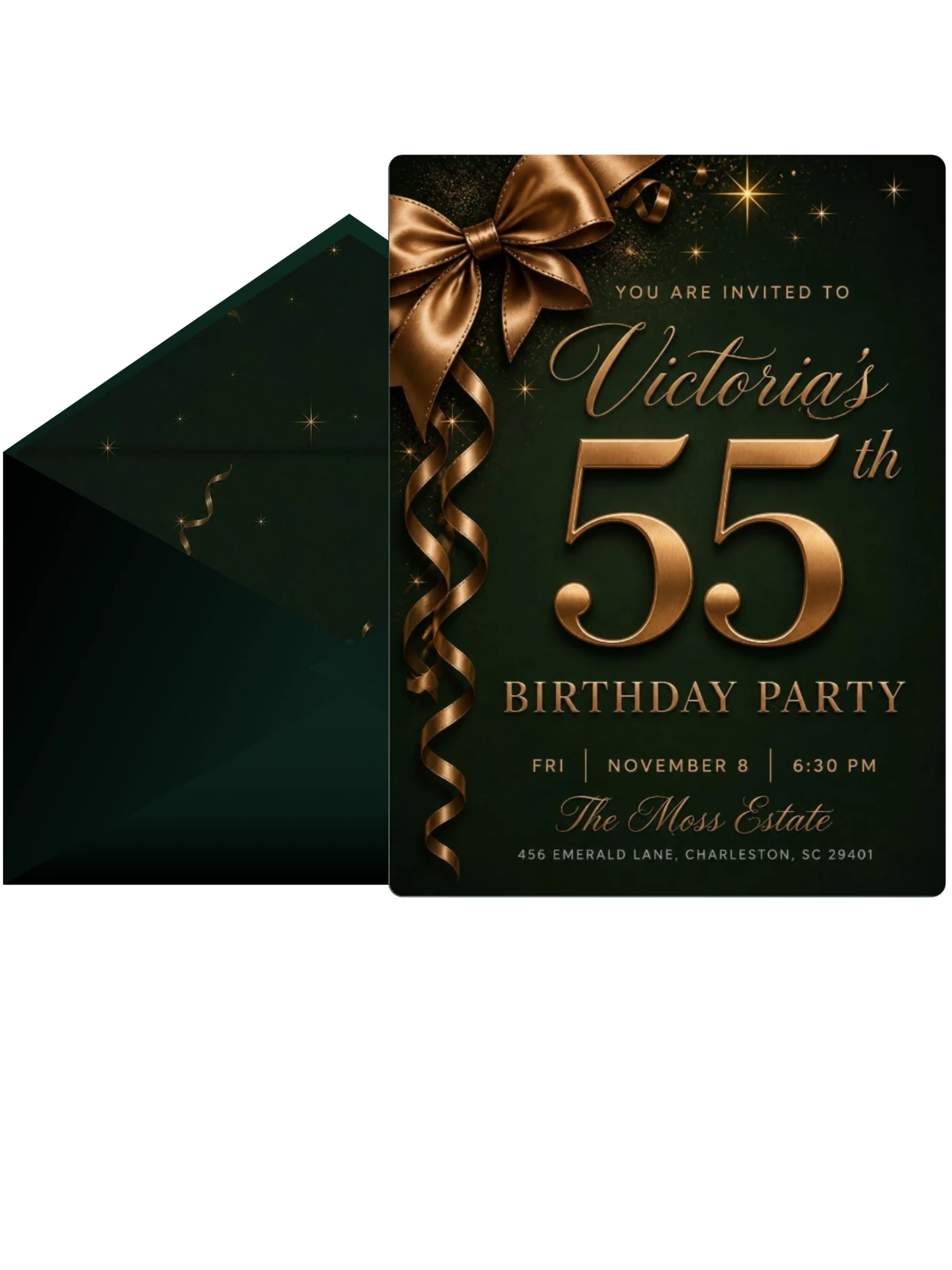 Emerald Green Bronze Ribbon 55th Birthday
