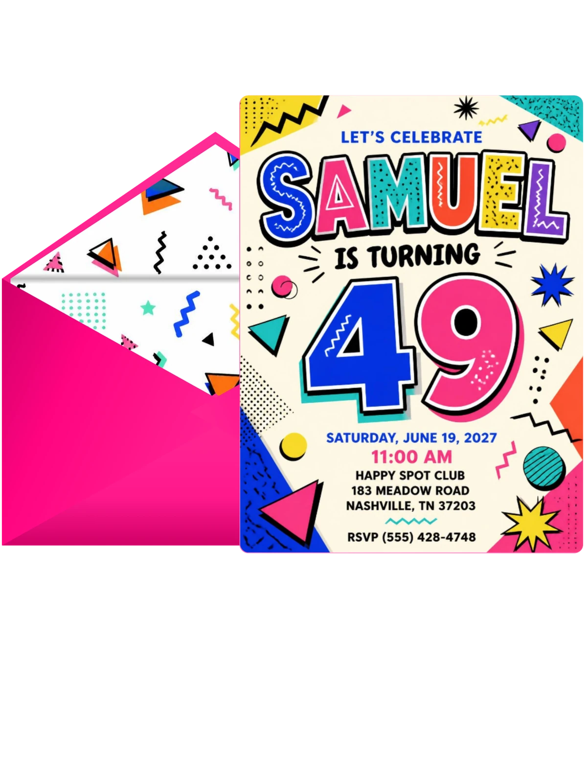 Memphis Pop 49th Birthday Invitation
