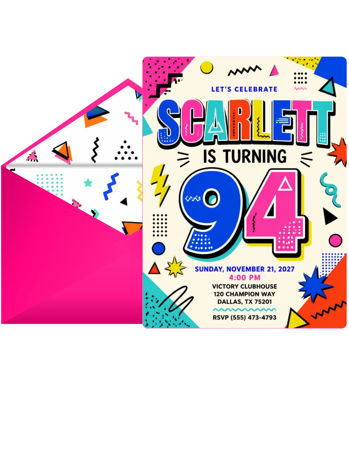 Memphis Pop 94th Birthday Invitation