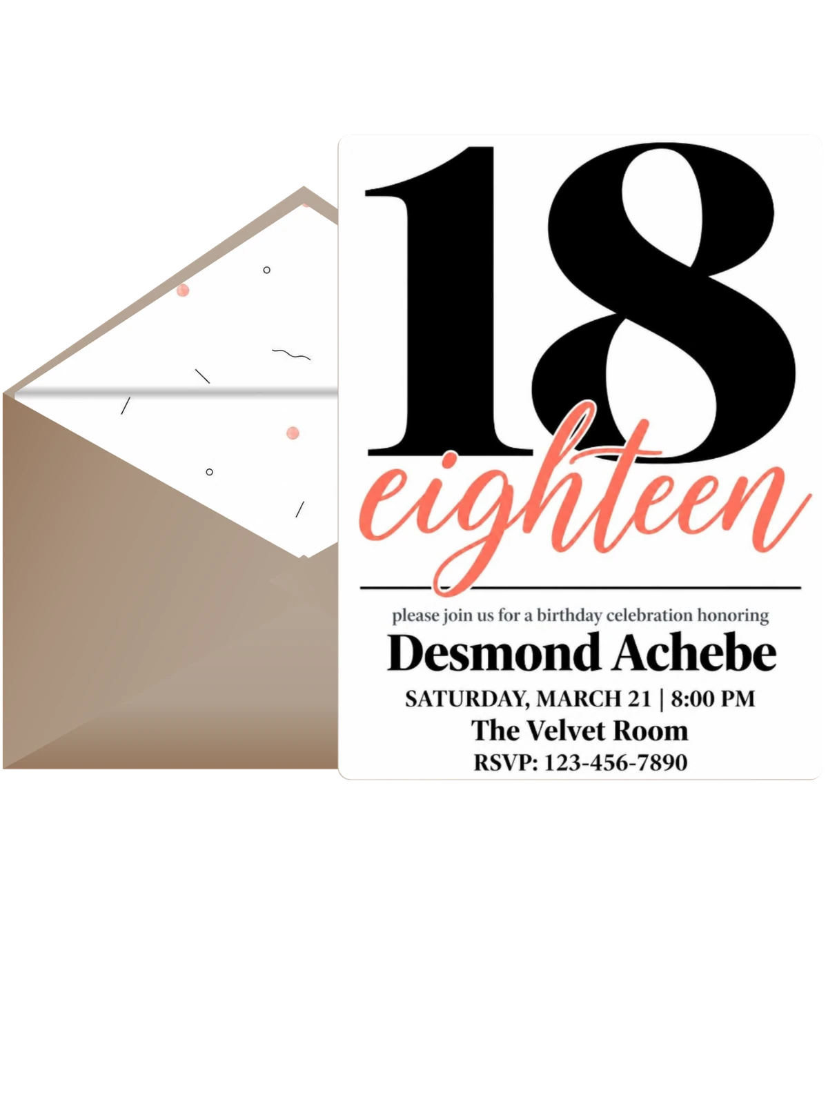 Minimalist Typography 18th Birthday Invitation