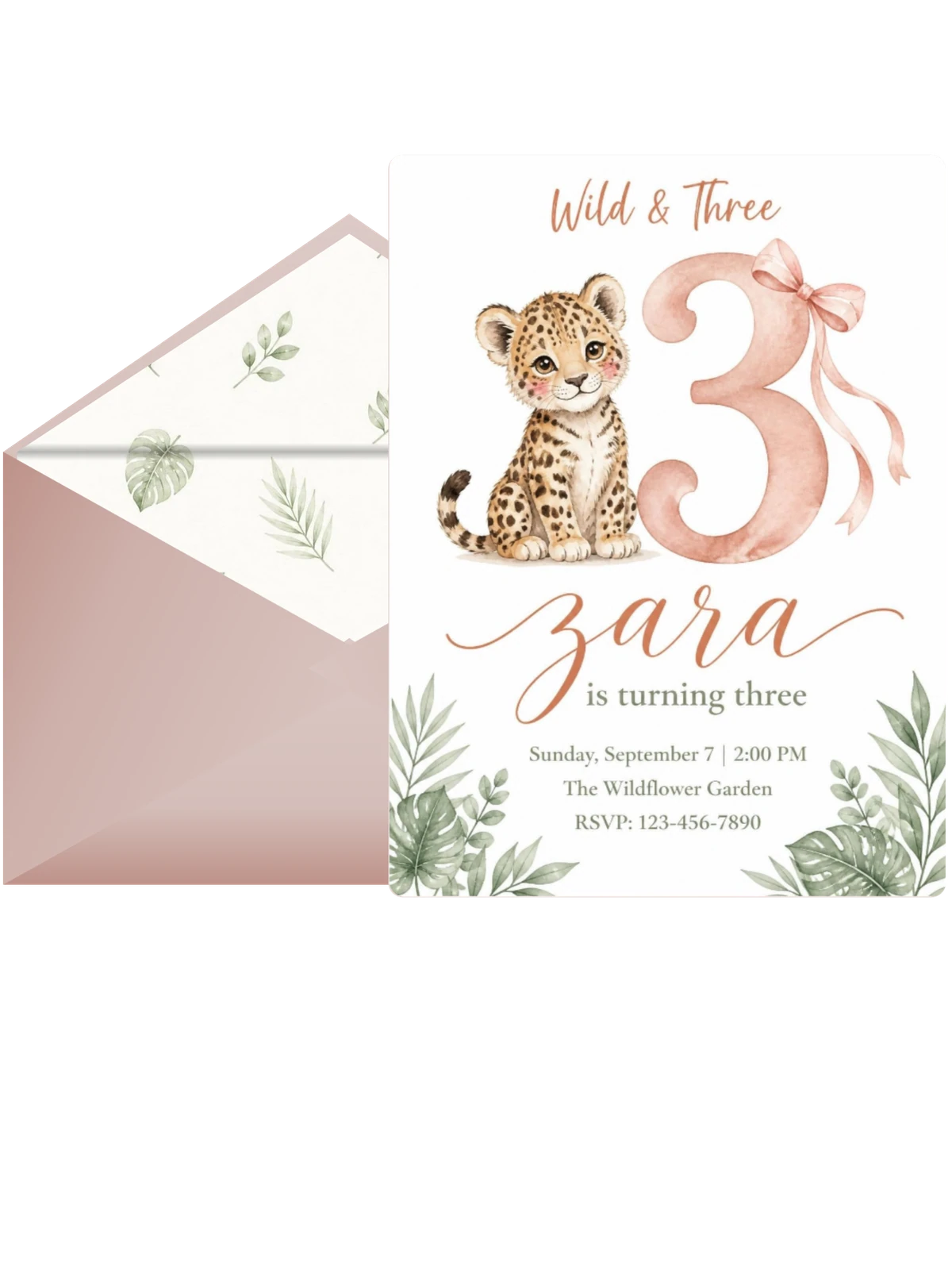 Blush Leopard Botanical 3rd Birthday