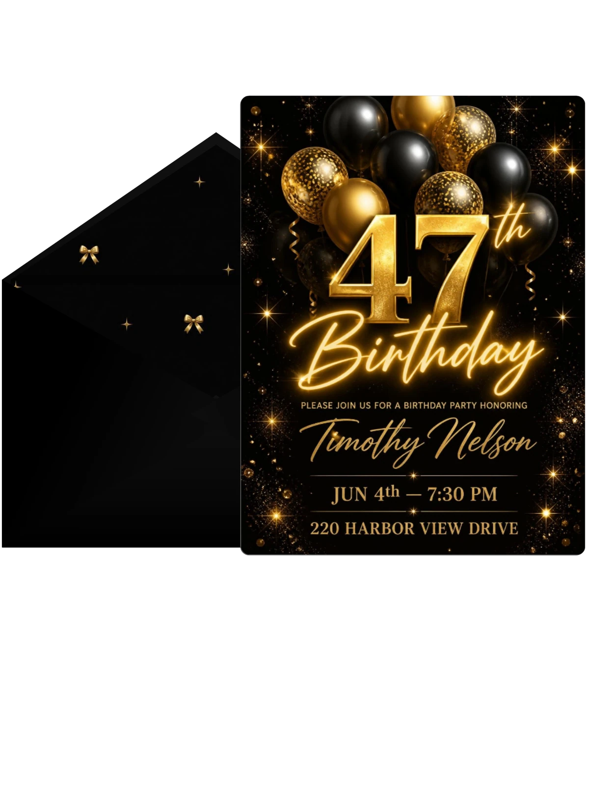 Black and Gold Balloon 47th Birthday