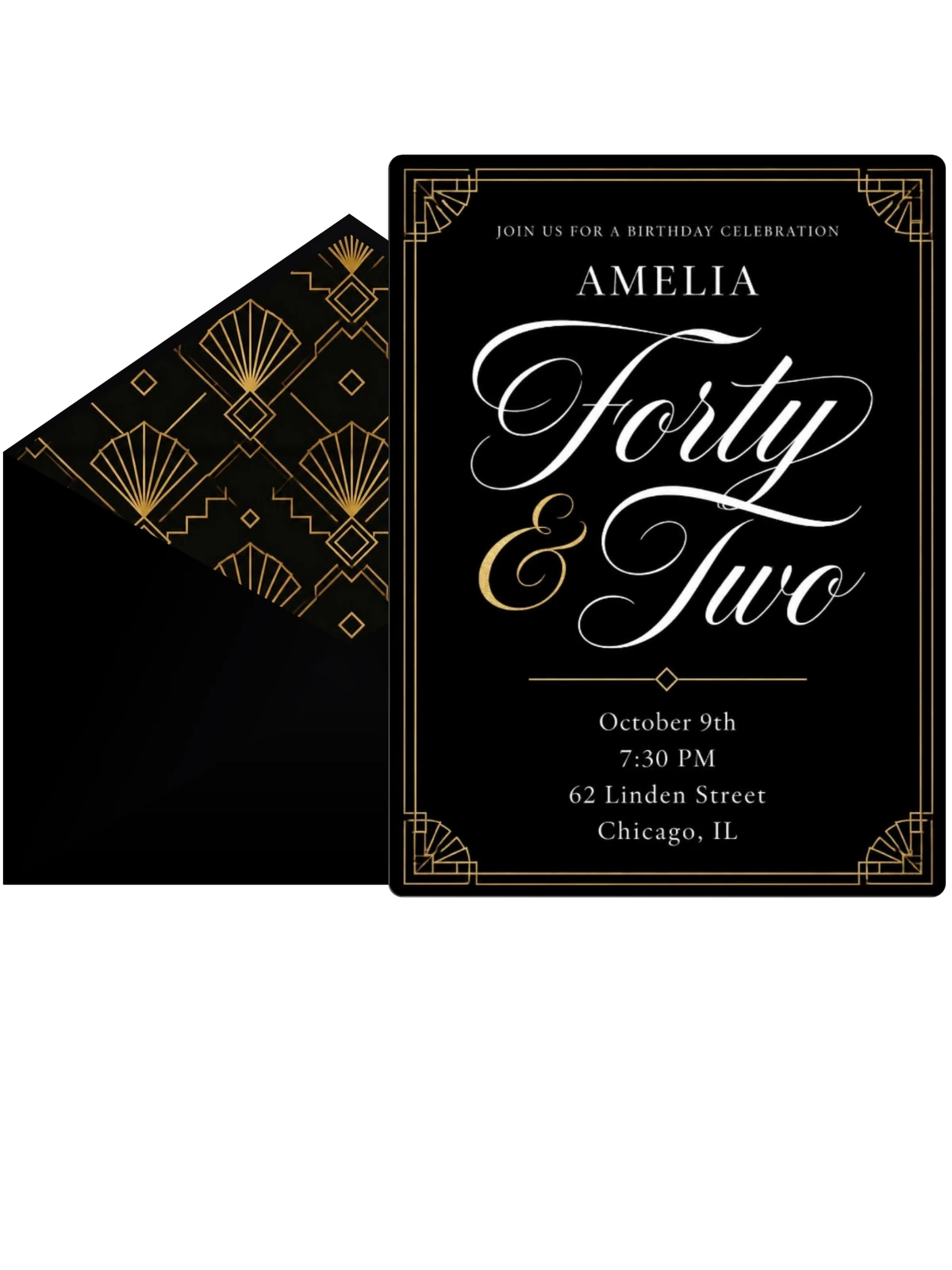 Art Deco 42nd Birthday Invitation
