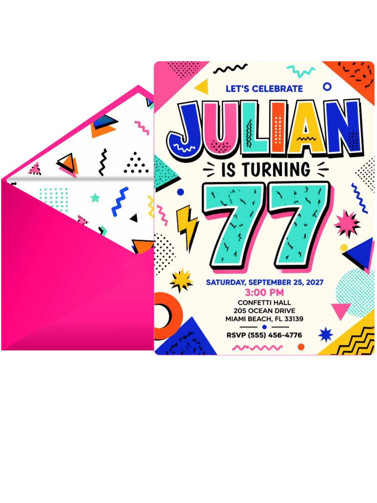 Memphis Pop 77th Birthday Invitation