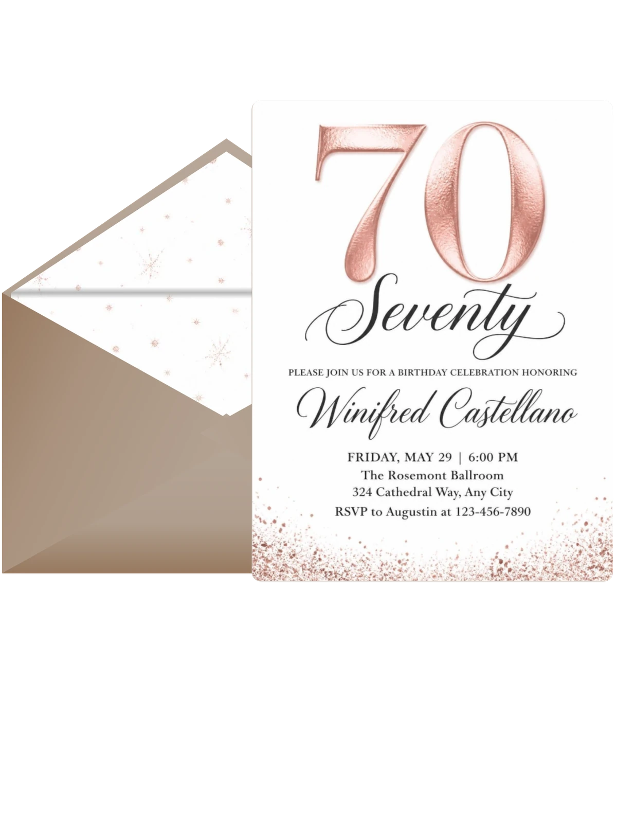 Rose Gold Foil 70th Birthday