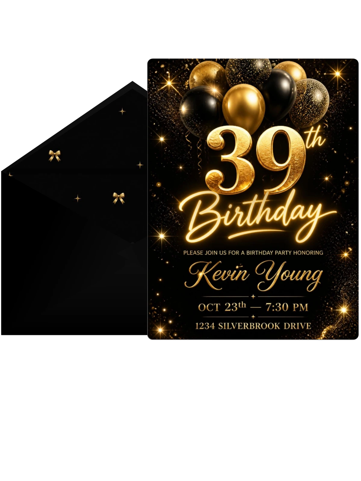 Black and Gold Balloon 39th Birthday