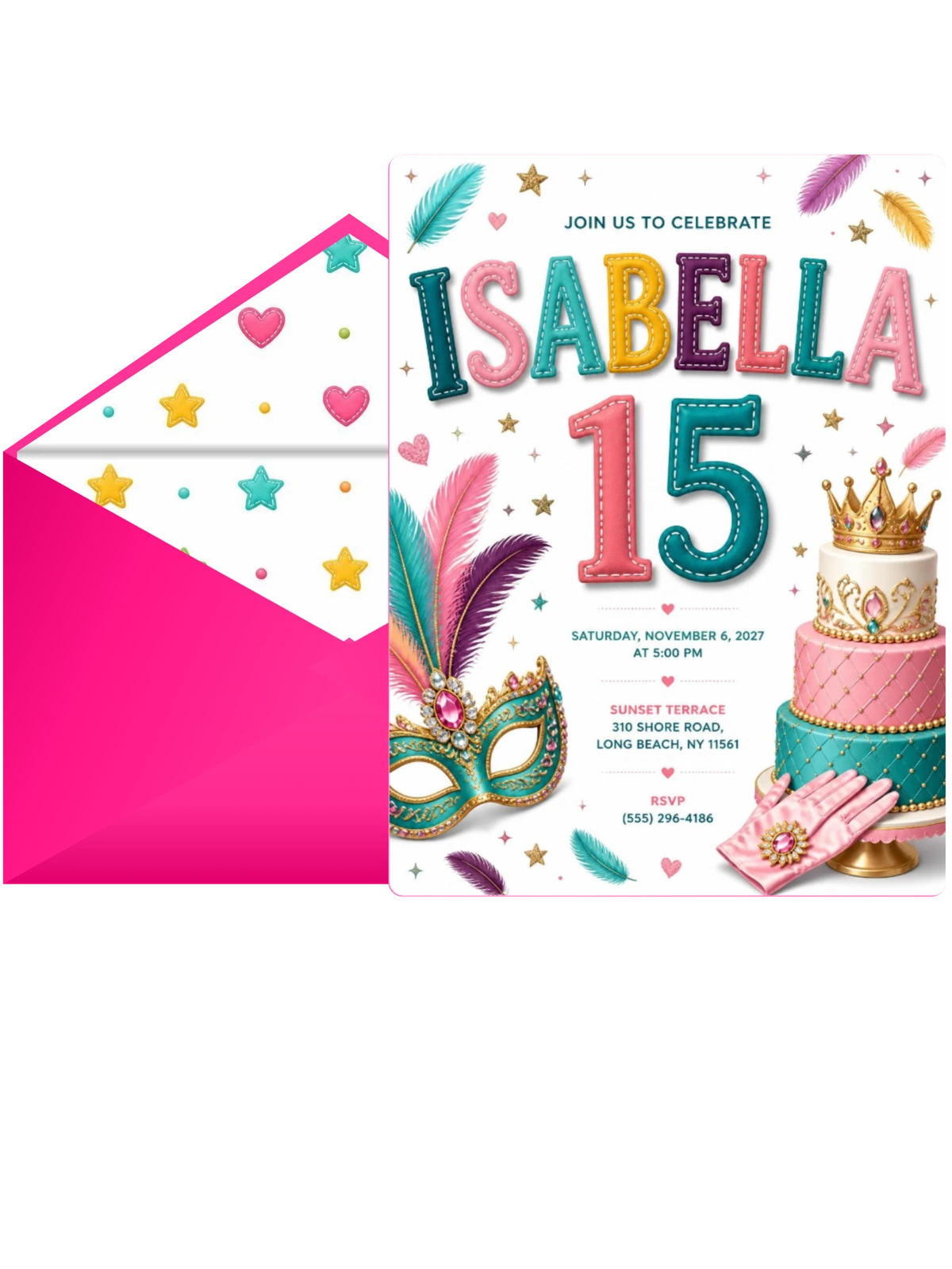 Masquerade Mask Quinceañera Invitation