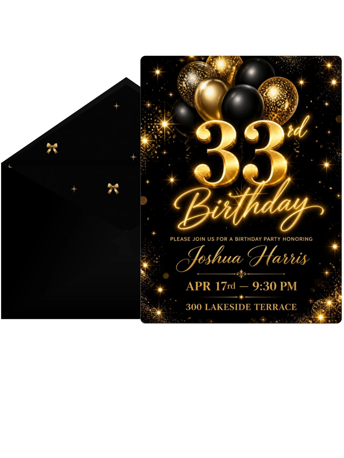 Black and Gold Balloon 33rd Birthday