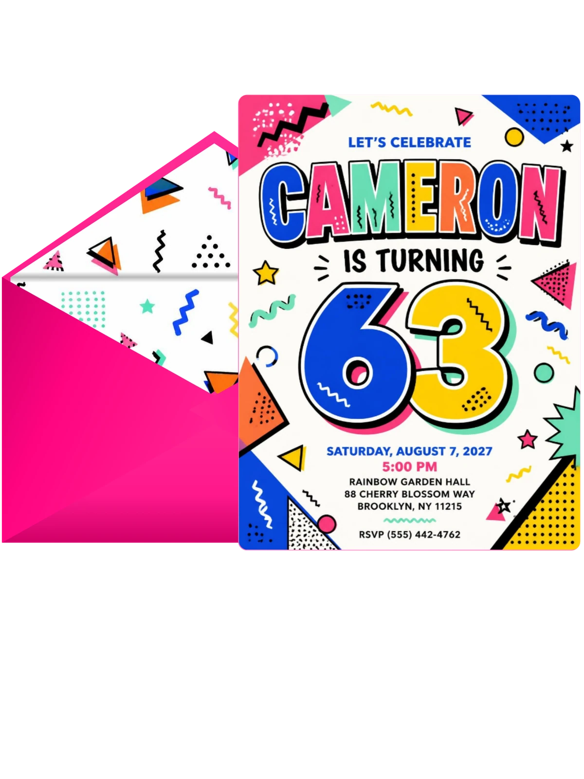 Memphis Pop 63rd Birthday Invitation