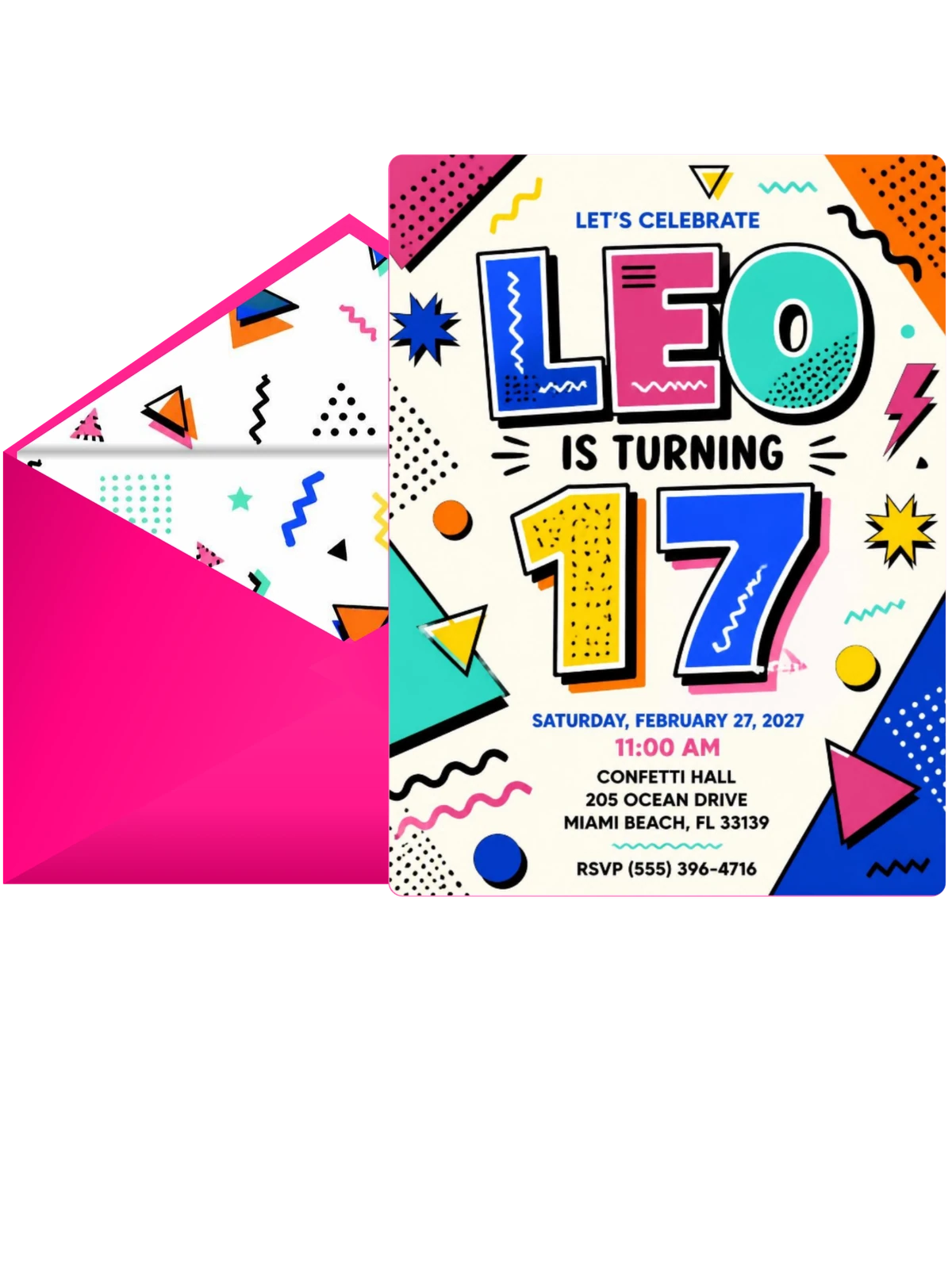 Memphis Pop 17th Birthday Invitation