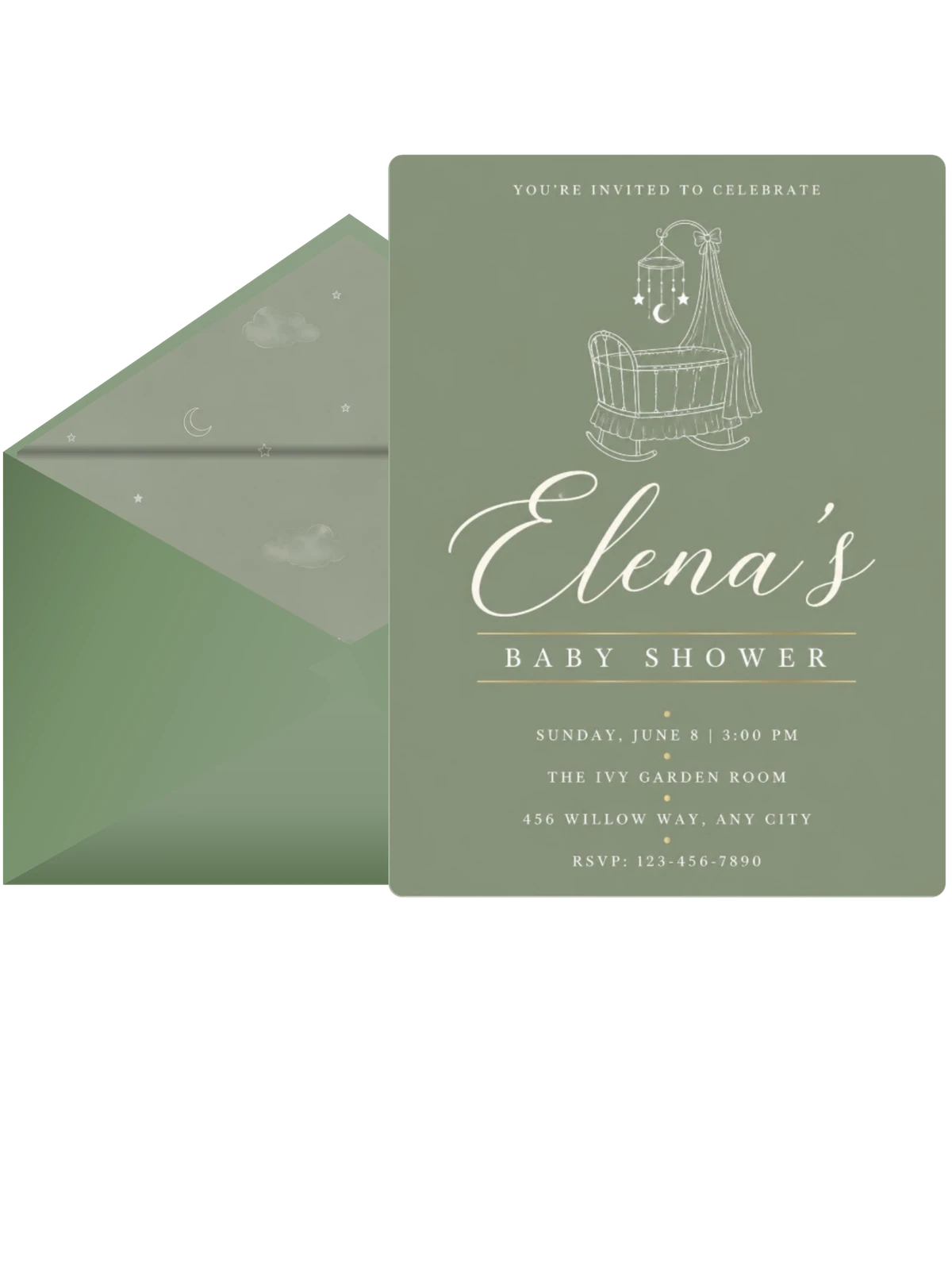 Sage Green Cradle Baby Shower