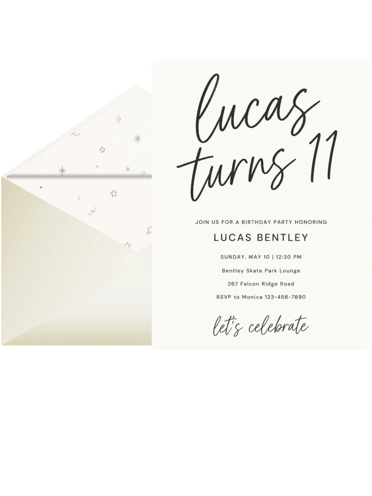 Minimalist Typography 11th Birthday Invitation