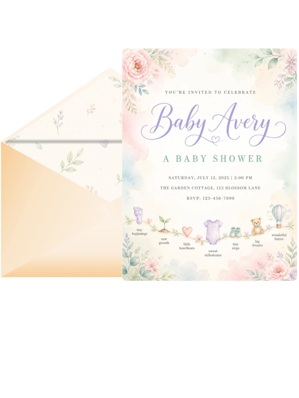 Pastel Floral Watercolor Baby Shower