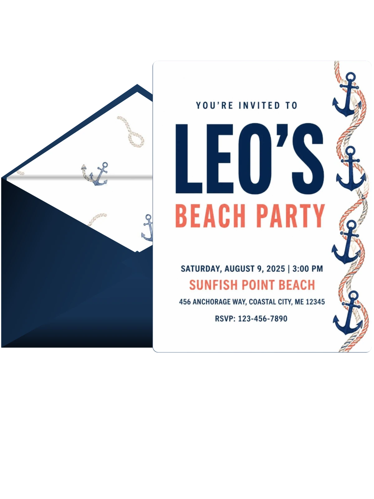 Navy Anchor Rope Beach Birthday
