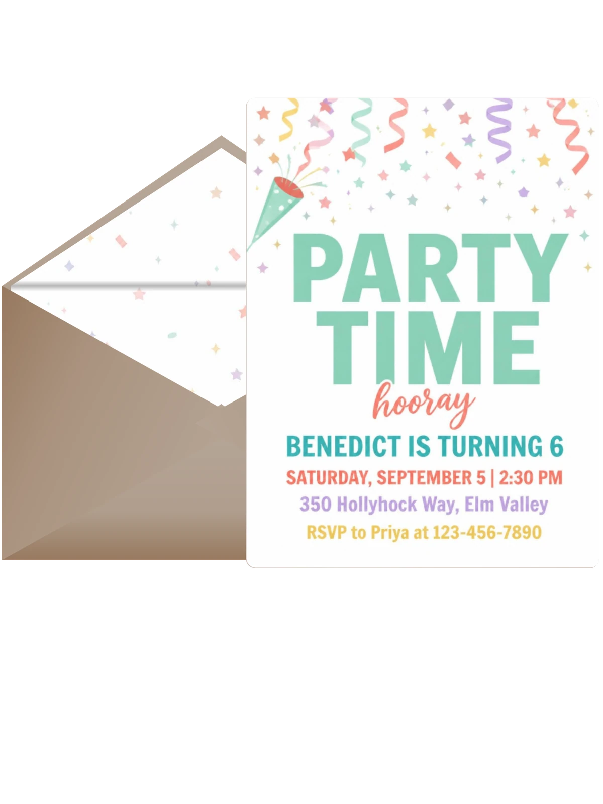 Pastel Confetti Party Poppers 6th Birthday