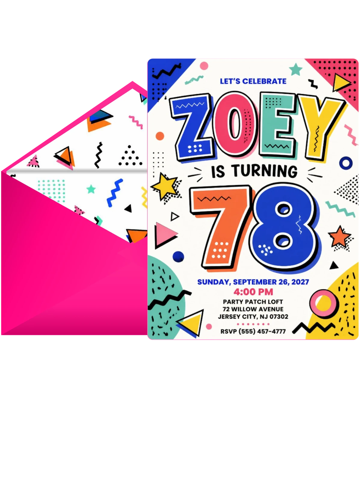Memphis Pop 78th Birthday Invitation