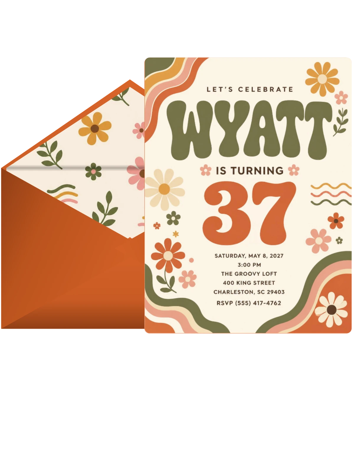 Groovy Retro 37th Birthday Invitation