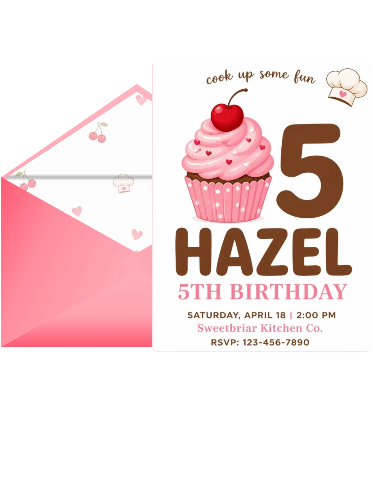 Pink Cupcake Chef 5th Birthday