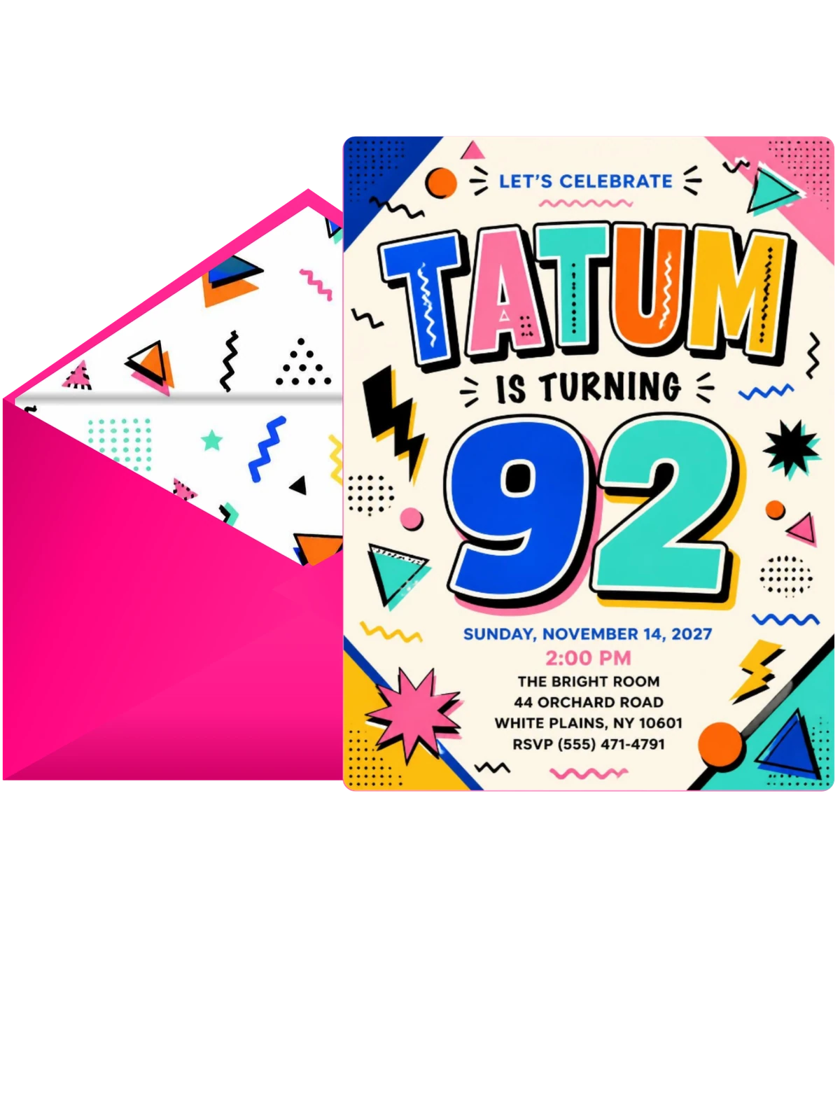 Memphis Pop 92nd Birthday Invitation
